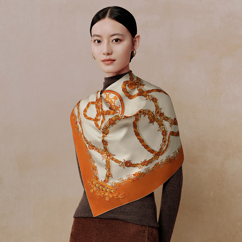 双面印花大方巾-桂香链影